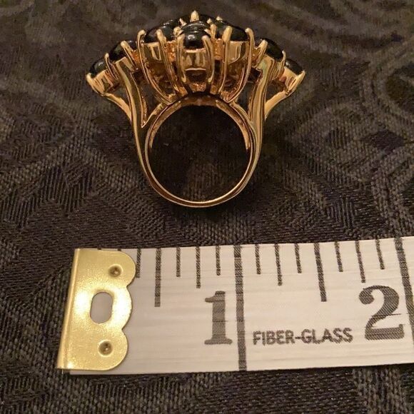 Beautiful bohemian cocktail ring with dark blue and white stones EUC - Picture 6 of 7